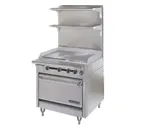 image of American Range HD34-34VG-1C 34" Gas Heavy Duty Range, 34" Full Griddle w/ Manual Controls, (1) Convection Oven, 120.000 BTU