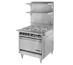 image of American Range HD34-6-1 34" Gas Heavy Duty Range w/ (6) Open Burners, (1) Standard Oven, 220.000 BTU