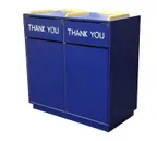 image of American Tables & Seating TR3 Trash Receptacle, 45"W x 23"D x 45"H, double, swing door with "Thank You" in white