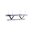 image of American Tables & Seating MET-PRC-60 Stainless Steel Triple Bar Ceiling Hung Pot Rack w/ 18 Double Prong Hooks
