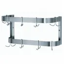 image of ATS MET-PRW-60 Stainless Steel Double Bar Wall Mounted Pot Rack w/ 18 Double Pot Hooks - 60"W x 12"D