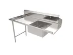 image of American Tables & Seating MET-SDT-60L 60" Straight Design Soiled Dishtable w/ Left Table, Pre-Rinse Sink, 9" Backsplash