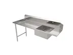image of American Tables & Seating MET-SDT-72L 72" Straight Design Soiled Dishtable w/ Left Table, Pre-Rinse Sink, 9" Backsplash