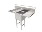 image of American Tables & Seating MET-SE-15151D 45" One Compartment Sink, 15"W x 15"L Bowl With Right-Hand Drainboards