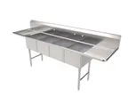 image of American Tables & Seating MET-SE-16204D18 110" (4) Compartment Sink, 16"Wx20"L Bowl w/2 Drainboards