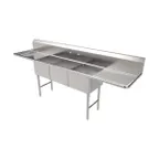 image of American Tables & Seating MET-SE-18183D24 102" Three Compartment Sink, 18"x18" Bowl-2 Drainboards