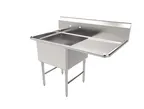 image of American Tables & Seating MET-SEH-24241R 51" One Compartment Sink, 24"W x 24"L Bowl With Right-Hand Drainboards