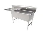 image of American Tables & Seating MET-SEH-24242L 75" Two Compartment Sink,  24"Wx24"L Bowl With Left Board