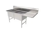 image of American Tables & Seating MET-SEH-24242R 75" Two Compartment Sink, 24"Wx34"L Bowl With Right Board