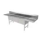 image of American Tables & Seating MET-SEH-24243D 120" Three Compartment Sink, 24"x24" Bowl-2 Drainboards