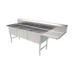 image of American Tables & Seating MET-SEH-24243R 99" Three Compartment Sink, 24"x24" Bowl With Right-Hand
