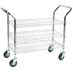 image of American Tables & Seating MET-UBC-WS2142 3 Shelf Chrome Wire Bus Cart - 42" x 21" x 33"
