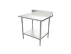 image of ATS MET-WTHB-3036 36" Open Base Work Table with Undershelf - 5" Backsplash / 16 Gauge Top