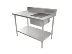 image of American Tables & Seating MET-WTPS-3048L 48" Prep Table Sink Unit, Bowl on Left - 18 Gauge