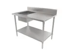 image of American Tables & Seating MET-WTPS-3048R 48" Prep Table Sink Unit, Bowl on Right - 18 Gauge