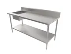 image of American Tables & Seating MET-WTPS-3072R 72" Prep Table Sink Unit, Bowl on Right - 18 Gauge