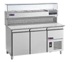 image of AMPTO MPP-2US 63" Two Section Refrigerated Pizza Prep Table w/ 2 Doors, 12 cu. ft.