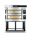 image of Moretti Forni S100E2 37" Electric Pizza Deck Oven, Double Deck, Refractory Brick, Dual-Power Heat, 9kW