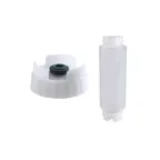 image of AllPoints 185673 FIFO Bottle, 16 Oz, Clear Plastic, Wide Mouth, Green Valve, NSF Certified