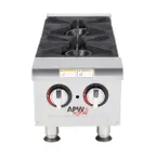 image of APW Wyott GHP-2S 12" Countertop Gas Hotplate with (2) Burners, Manual Controls, 44.000 BTU