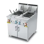 image of Arcobaleno AGDH35 22 Gallon Double Tank Gas Pasta Cooker, Manual Fill, 160.370 BTU