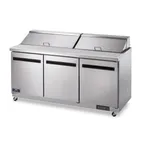 image of Arctic Air AMT72R 72" Three Section Mega Top Sandwich & Salad Prep Table w/ 3 Doors, 27 Pans