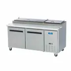 image of Arctic Air APP71R 71" 2-Section Refrigerated Pizza Prep Table w/ 2 Doors, (9) 1/3 Size Pans