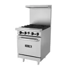 image of Asber AER-4-24 24" Gas Restaurant Range w/ (4) Open Burners, (1) Standard Oven, 150.000 BTU