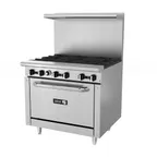 image of Asber AER-6-36 36" Gas Restaurant Range w/ (6) Open Burners,(1) Standard Oven, 210.000 BTU