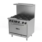 image of Asber AER-6-36-E 36" Gas Restaurant Economic Range w/ (6) Open Burners,(1) Standard Oven, 210.000 BTU