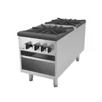 image of Asber AESP-42-4 18" Gas Stock Pot Range w/ (2) Three Ring Burners, Front to Back Design, Manual Control, 180.000 BTU