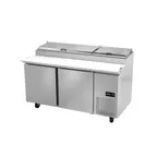 image of Asber APTP-67 67" 2-Section Refrigerated Pizza Prep Table w/ 2 Doors, (9) 1/3 Size Pans