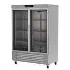 image of Asber ARR-49-2G-H Two Section Reach-in Refrigerator w/ 2 Glass Door, Bottom Mounted, Stainless Steel, 49 cu. ft.