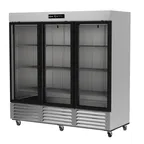 image of Asber ARR-72-3G-H Three Section Reach-in Refrigerator w/ 3 Glass Door, Bottom Mounted, Stainless Steel, 72 cu. ft.