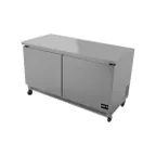 image of Asber AUTF-60 61" 2-Door Undercounter Freezer, Stainless Steel, Front Breathing, 16.8 cu. ft.