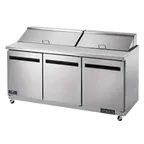 image of Arctic Air AST72R 72" Three Section Sandwich & Salad Prep Table w/ 3 Doors, 18 pans, 18 cu. ft.