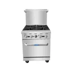 image of Atosa USA AGR-4B-LP 24" LP Gas Restaurant Range w/ (4) Open Burners & (1) Oven, 152.000 BTU 