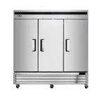 image of Atosa USA MBF8508GR 81" 3-Section Reach-In Refrigerator w/ 3 Solid Door, Bottom Mount, 68 cu. ft.