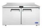 image of Atosa USA MGF8414GR 60" 2-Solid Door WorkTop Freezer with Backsplash, -8°F–0°F temp, 17.2 cu. ft.