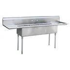 image of Atosa USA MRSB-3-D Three Compartment Sink, 120"W X 30"D X 44-1/2"H