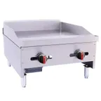 image of BakeMax BACG24-2 24" Countertop Gas Griddle with Manual Control, 3/4" Steel Plate, 60.000 BTU