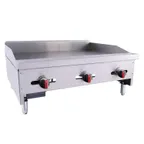 image of BakeMax BACG36-3 36" Countertop Gas Griddle with Manual Control, 3/4" Steel Plate, 90.000 BTU