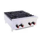 image of BakeMax BAFA4M-24 24" Countertop Gas Hotplate with (4) Burners, Manual Controls, 120.000 BTU