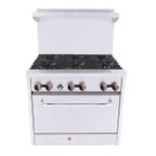 image of BakeMax BAS36O 36" Gas Restaurant Range w/ (6) Open Burners, (1) Standard Oven, 210.000 BTU