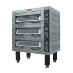 image of BakeMax BMDDD03 55" Electric Triple Deck Oven for All Purpose, Stone Deck, Double Pan Model