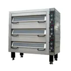 image of BakeMax BMSD002 92" Electric Triple Deck Oven w/ Digital Display, Stone Deck, Glass Window
