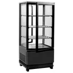 image of BakeMax BMRCD02 16" Full Service/Self Service Countertop Refrigerated Display Case with Sliding Glass Door, 3 Shelves - 180 w