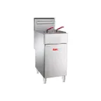 image of BakeMax BAKEL40 15" Full Pot Floor Model LP Gas Fryer w/ 40-lb Capacity, Twin Baskets, 200-400°F
