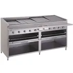 image of Bakers Pride F-72RS-C 72" Floor Model Gas Radiant/Lava Rock Charbroiler w/ Cabinet Base, 240.000 BTU