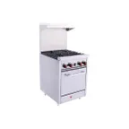 image of BakeMax BAS24O 24" Gas Restaurant Range w/ (4) Open Burners, (1) Standard Oven, 150.000 BTU